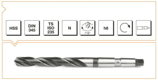 MTE HSS DIN 345 Mors Konik Saplı Matkap Ucu