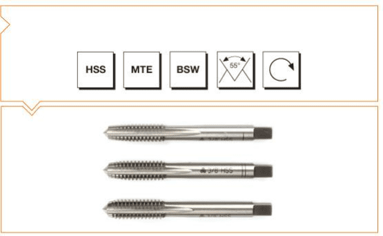 MTE HSS MTE Normu Whitworth Normal Vidalı 3'lü Takım Kılavuzu