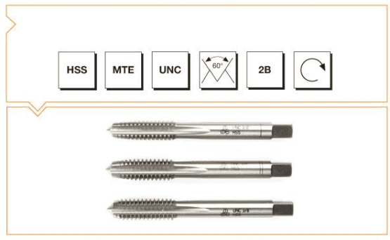 MTE HSS MTE Normu USA Normal Vidalı 3'lü Takım Kılavuzu - UNC