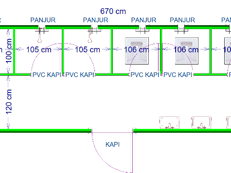 3 Wc 3 Duş Konteyner Plani