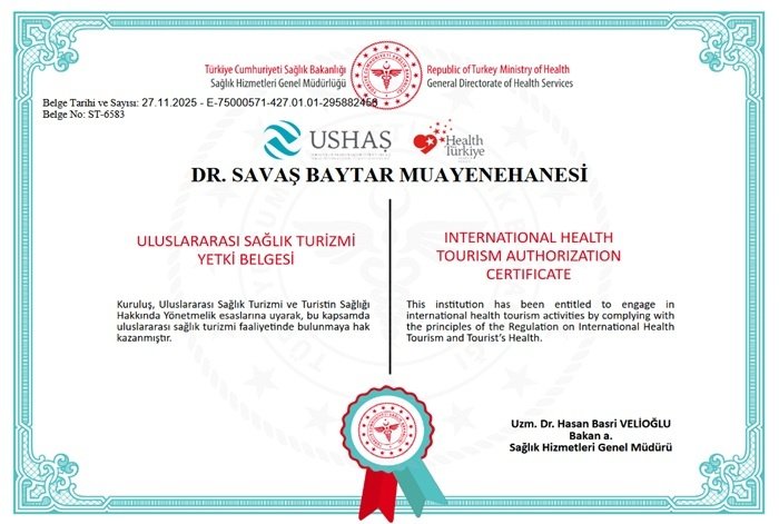 Sertifika Sağlık Turizmi Savaş Baytar