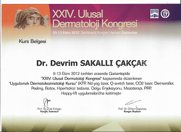 Ulusal Dermatoloji Kongresi Sertfikası