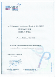 Cosmoplus Lazer ve Anti Aging Kongresi Katılım Belgesi