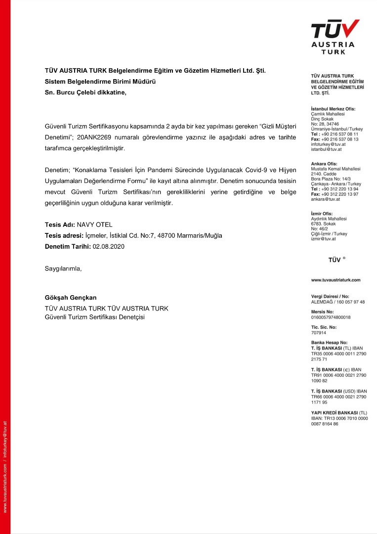 Güvenli Turizm Sertifikası Raporu