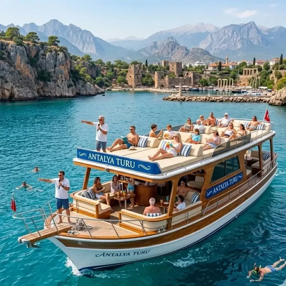 Relax boat tour from Serik with swim stops along the cliffs