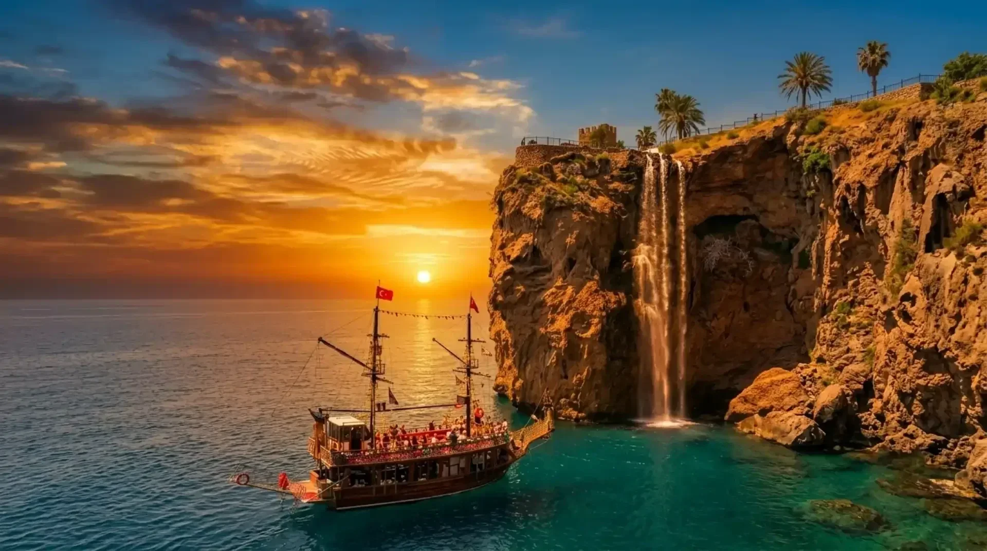 سماء ذهبية فوق خليج أنطاليا