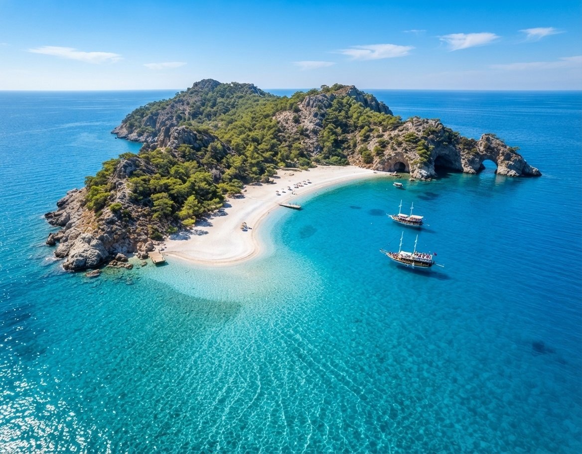 Turquoise water and white sand beach at Suluada island