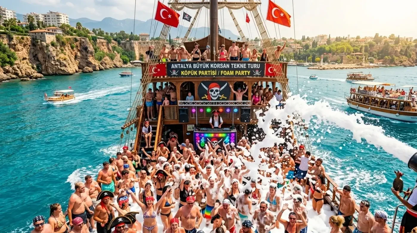 Korsan teknesinde köpük partisi tüm hızıyla