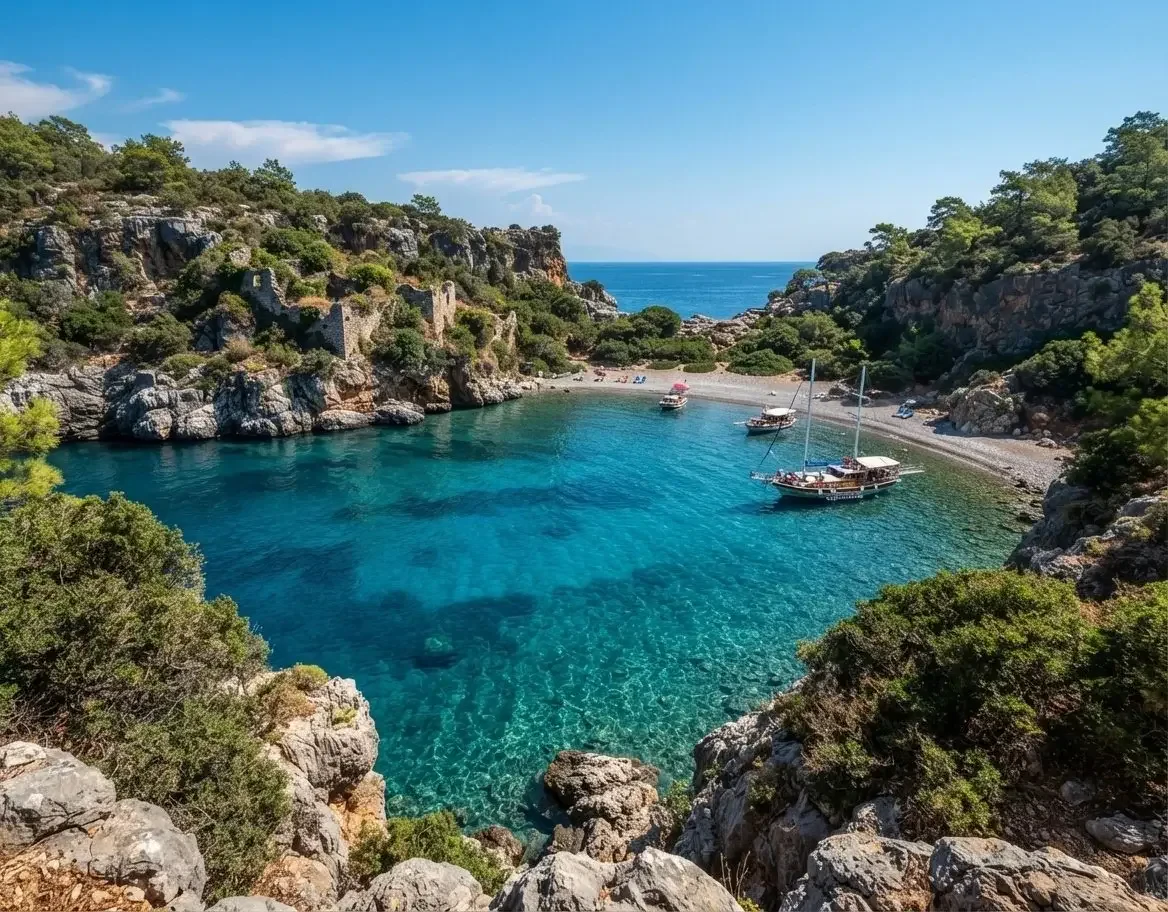 Klares Wasser in einer geschützten Bucht bei Porto Ceneviz
