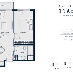 A - B - C Blok 1+1 A DAİRE