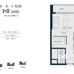 A - B - C Blok 1+0 DAİRE