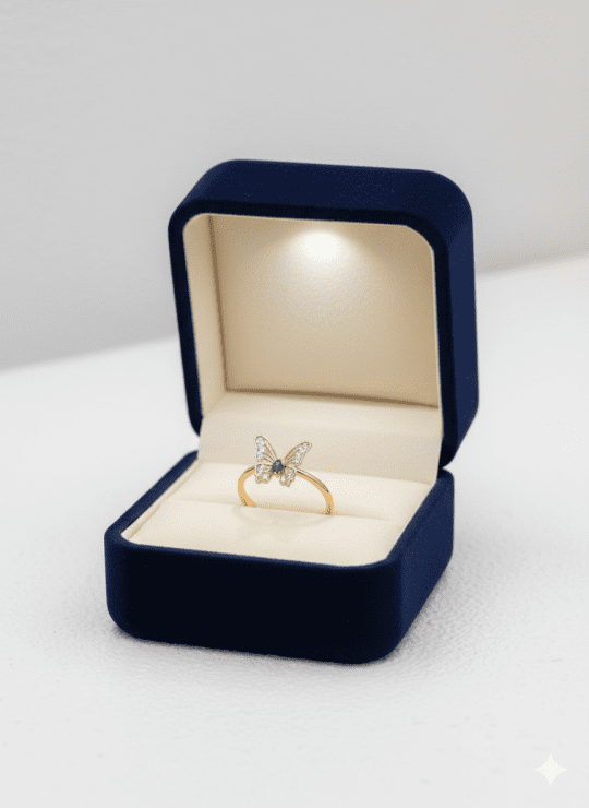 altın taşlı kelebek yüzük