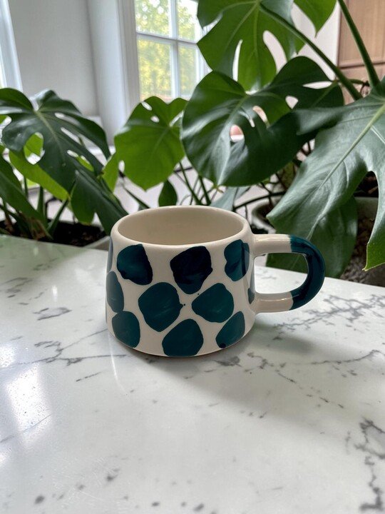 Koyu Yeşil Desenli Seramik Kupa