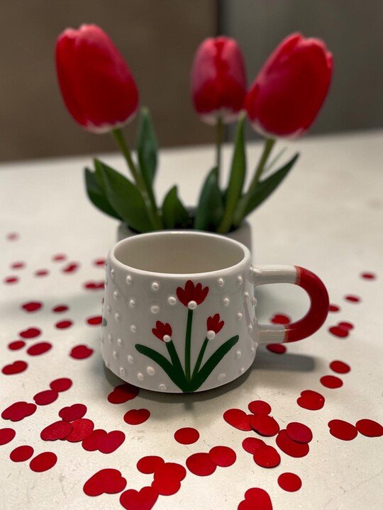 Kırmızı Lale Tasarım Kupa Bardak