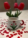 Kırmızı Lale Tasarım Kupa Bardak