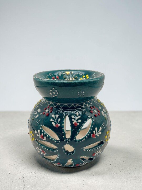Zümrüt Yeşili Papatya Seramik Buhurdanlık