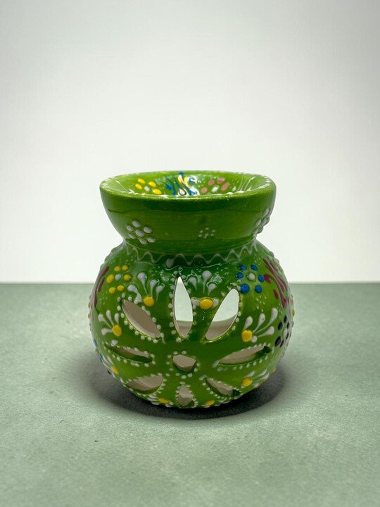 Papatyalı Açık Yeşil Seramik Buhurdanlık