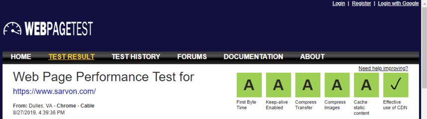 webpagetest hız testi skoru 100