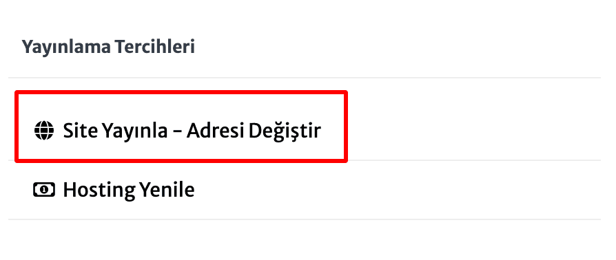 favicon eklemek için yönetim panelinde site yayın