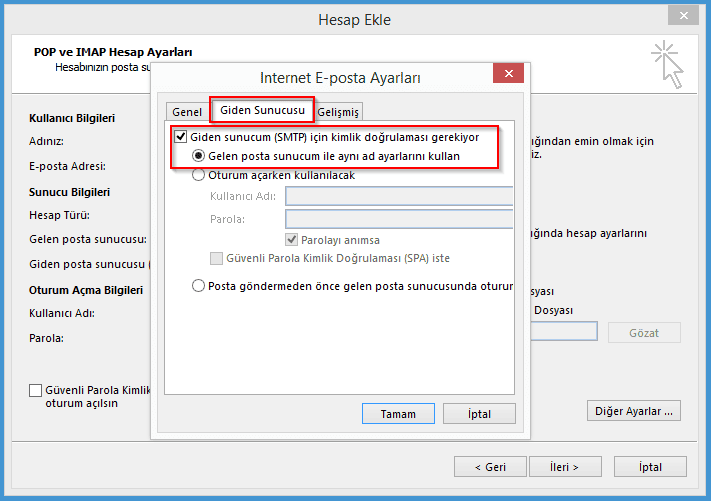 Outlook 2013 E-posta Hesabı Kurulumu 6