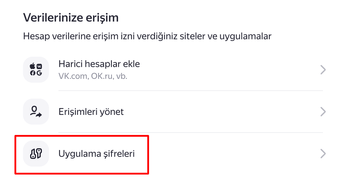 4 uygulama şifreleri