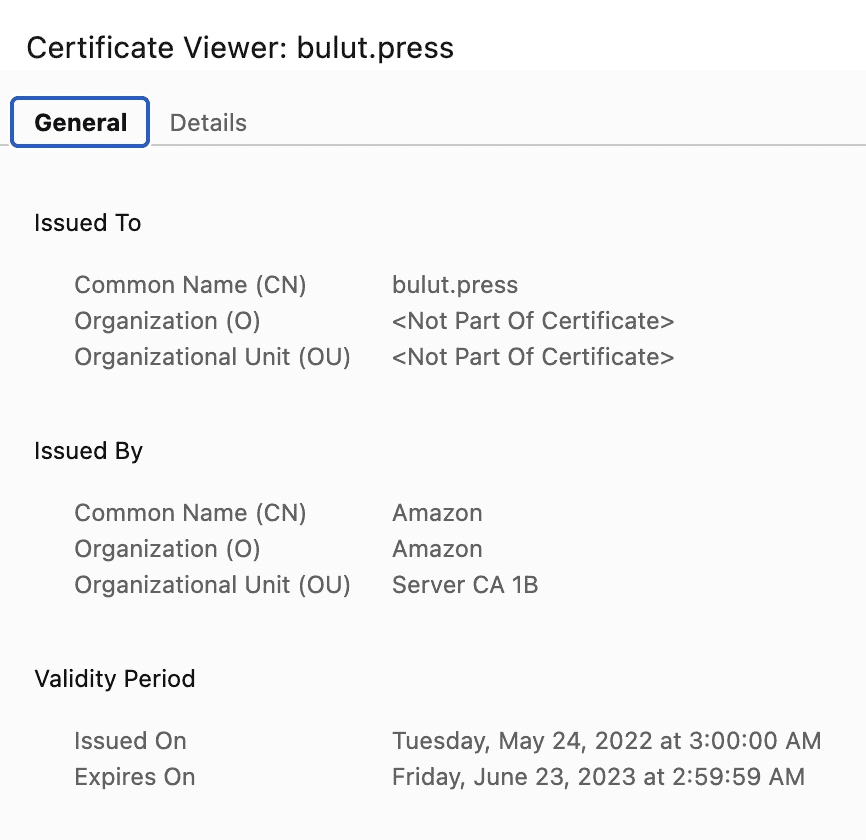 ssl bağlantısı hakkında görüntülenen bilgiler