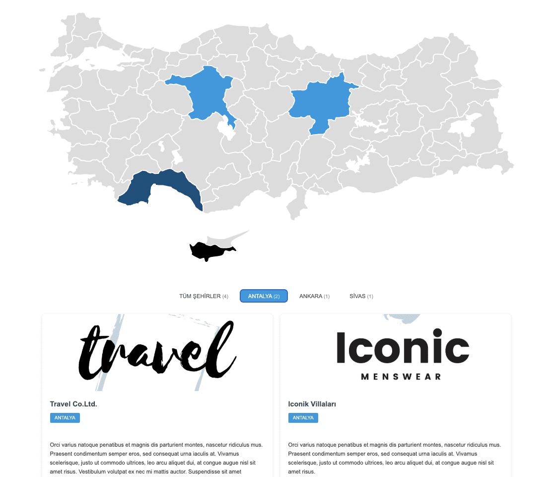 Interaktif Türkiye Haritası Modülü Nasıl Görünür