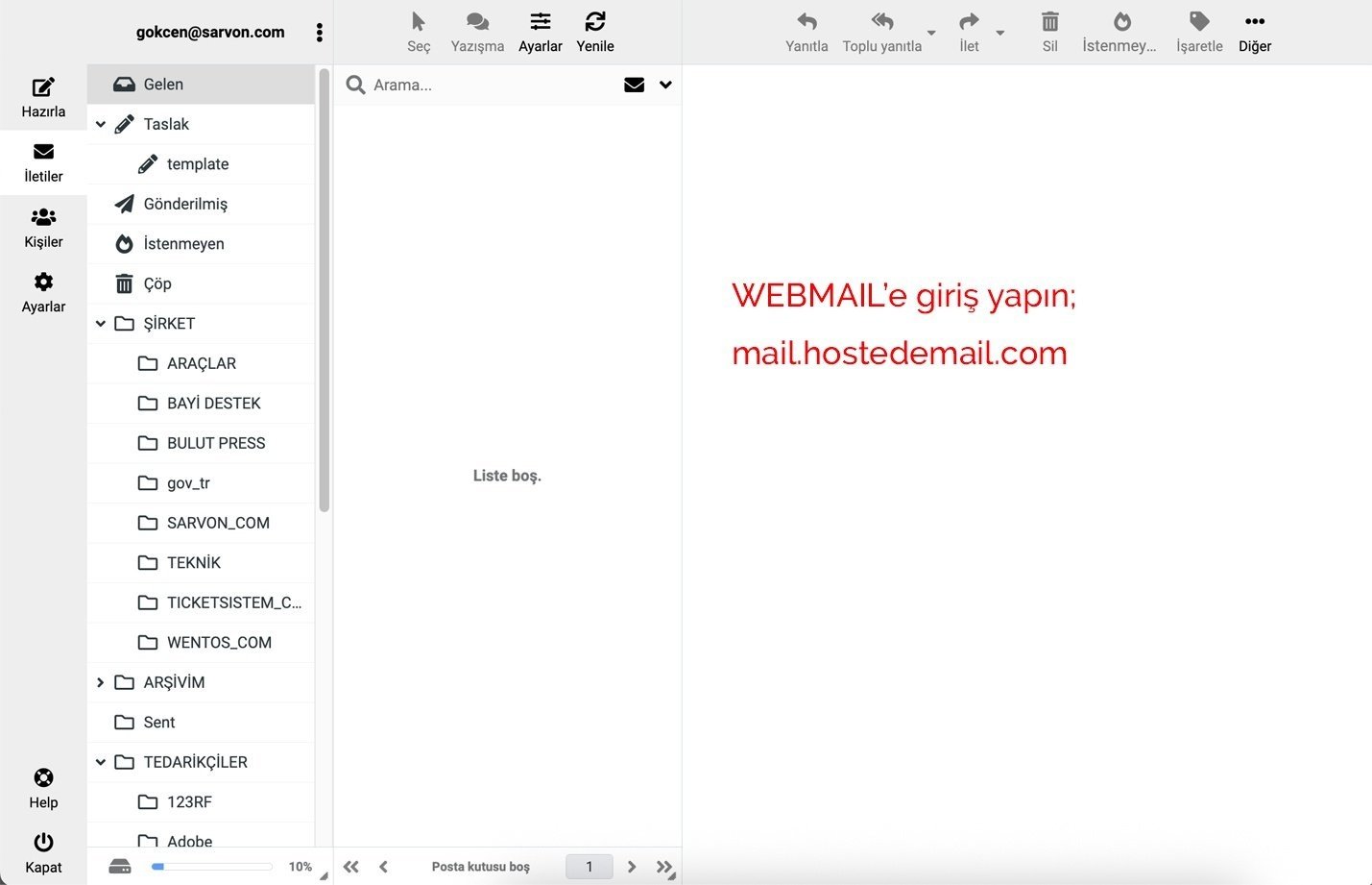 Webmail Adresine Giriş Yapın