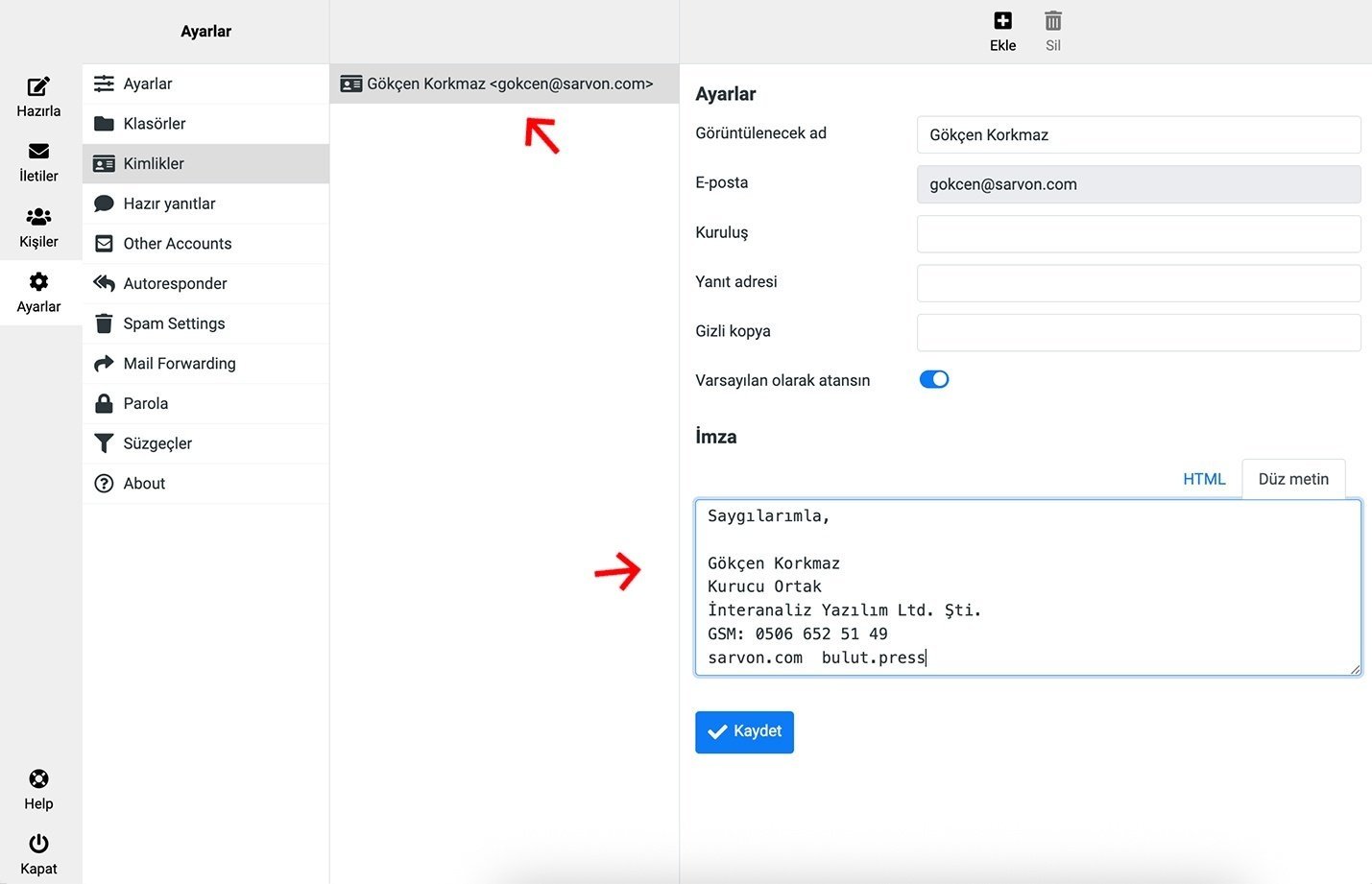 Mail Adresinizi Seçin Ve Sağ Alt Köşeden Imzanızı Oluşturun