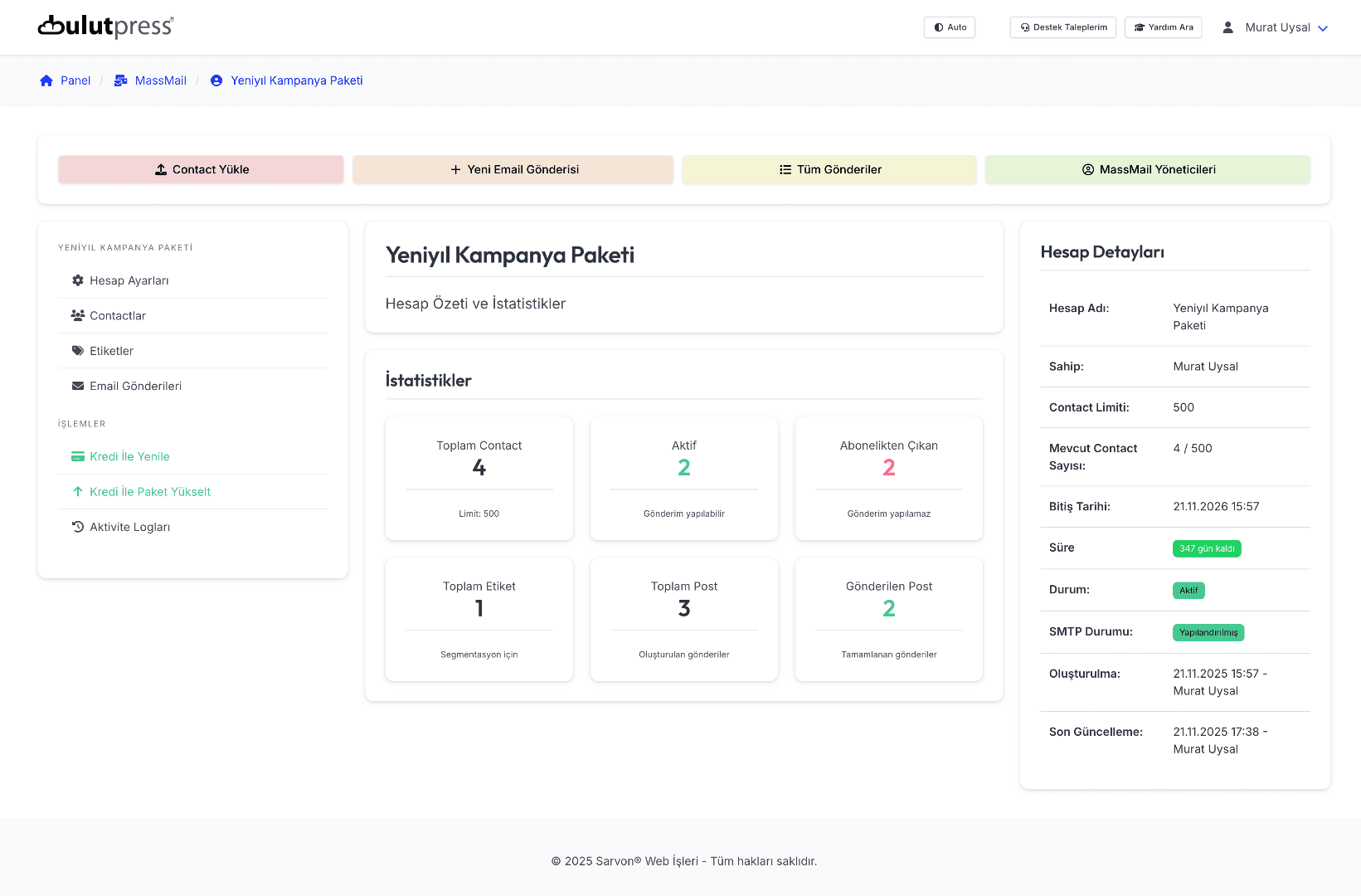 Hesap Yönetim Ekranı