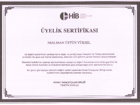 Hib Üyelik Sertifikası