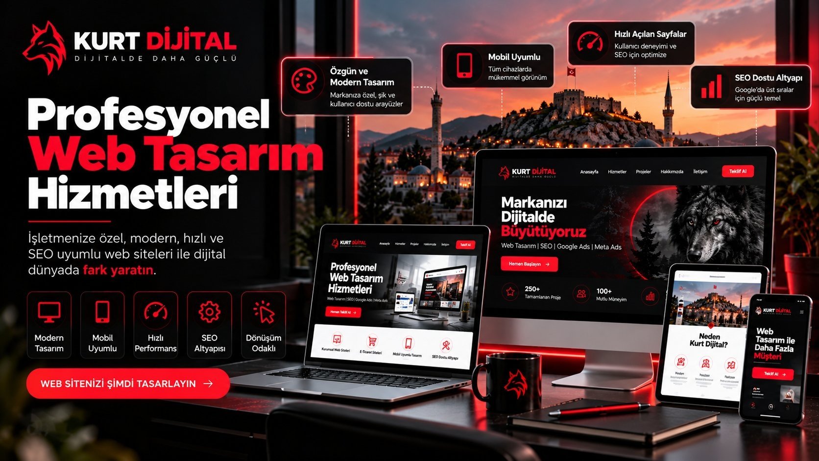 Profesyonel web tasarım hizmetleri - özgün tasarım, mobil uyum, hızlı sayfalar ve SEO dostu altyapı
