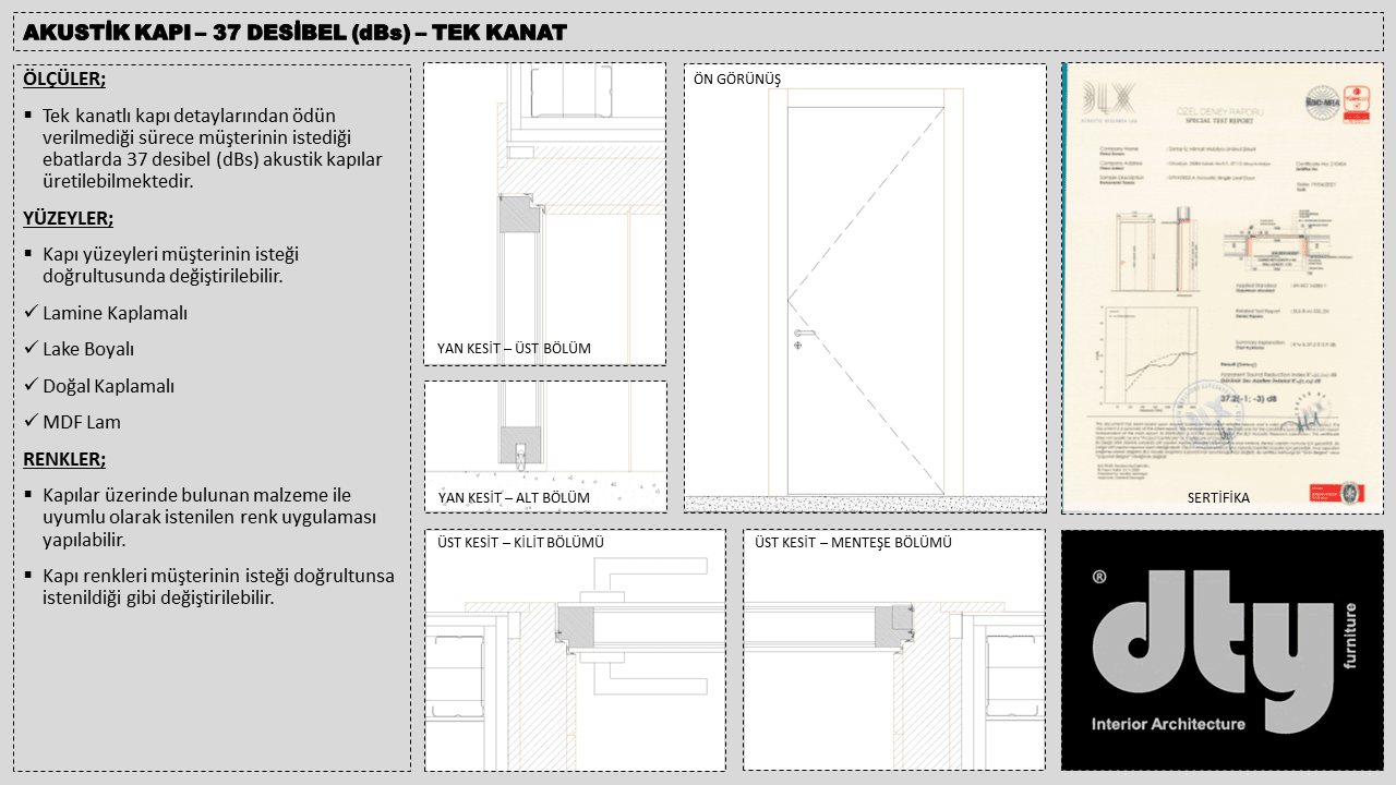 2 Akusti̇k Kapi – 37 Desi̇bel (Dbs) – Tek Kanat
