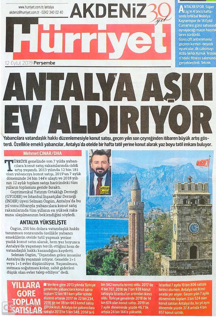 12 EYLÜL - Hürriyet Gazetesi - HELMANN CONSTRUCTION