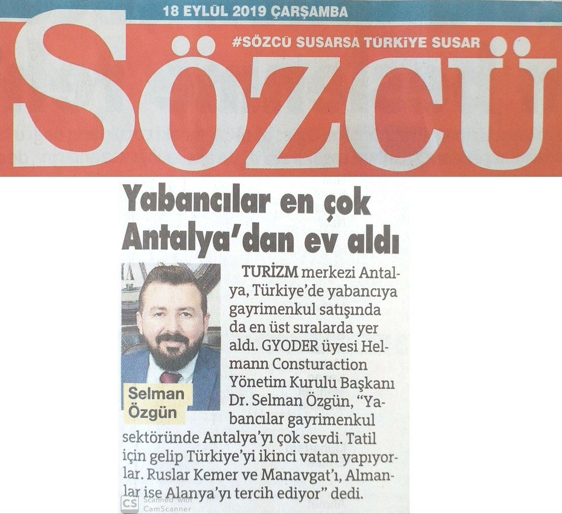 18 EYLÜL - Sözcu Gazetesi - HELMANN CONSTRUCTION