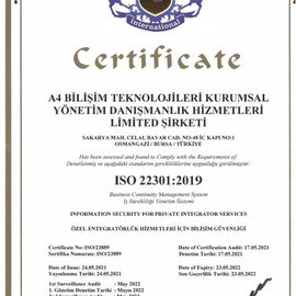 ISO 22301:2019 A4 BİLİŞİM