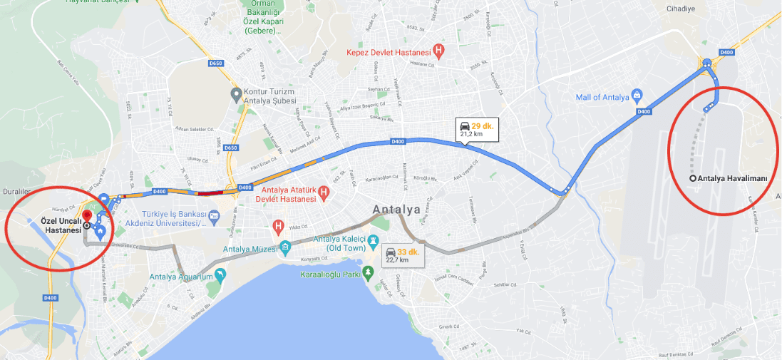 Havalimanından Hastaneye Yol Tarifi