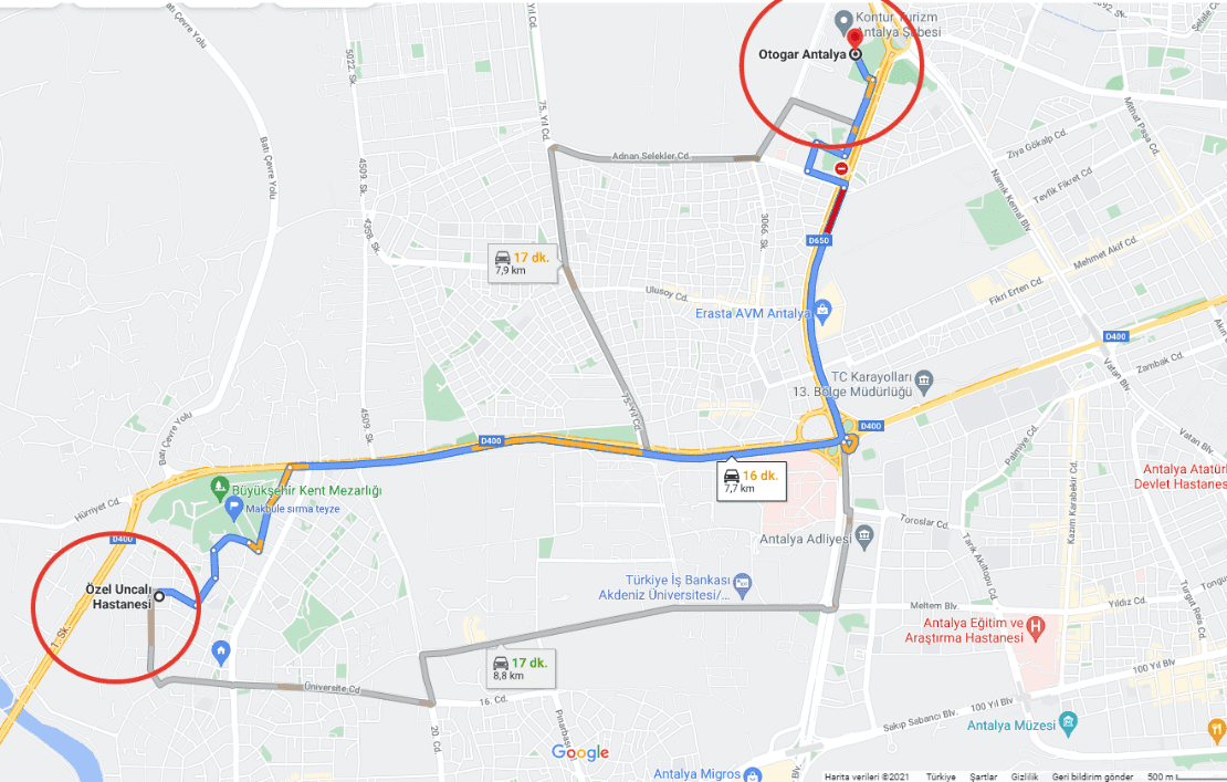 Otogardan Hastaneye Yol Tarifi