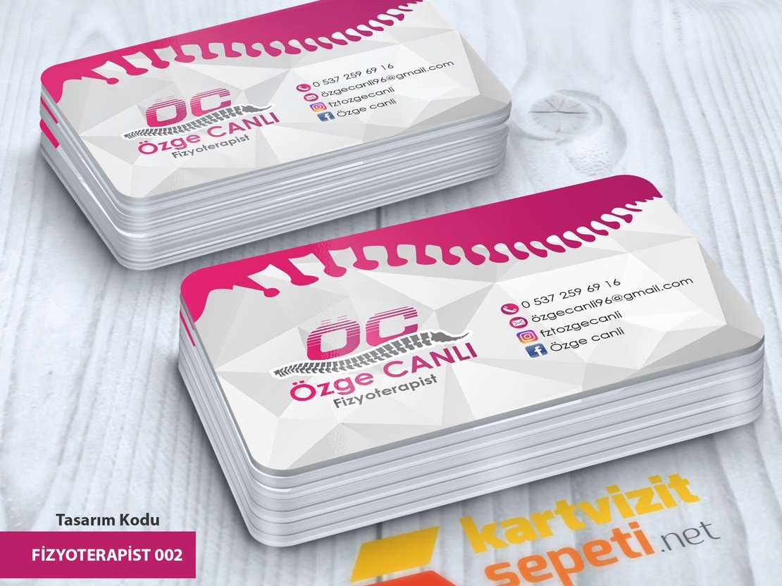 Omurga Desenli Fizyoterapist Kartvizit Tasarımı Pembe