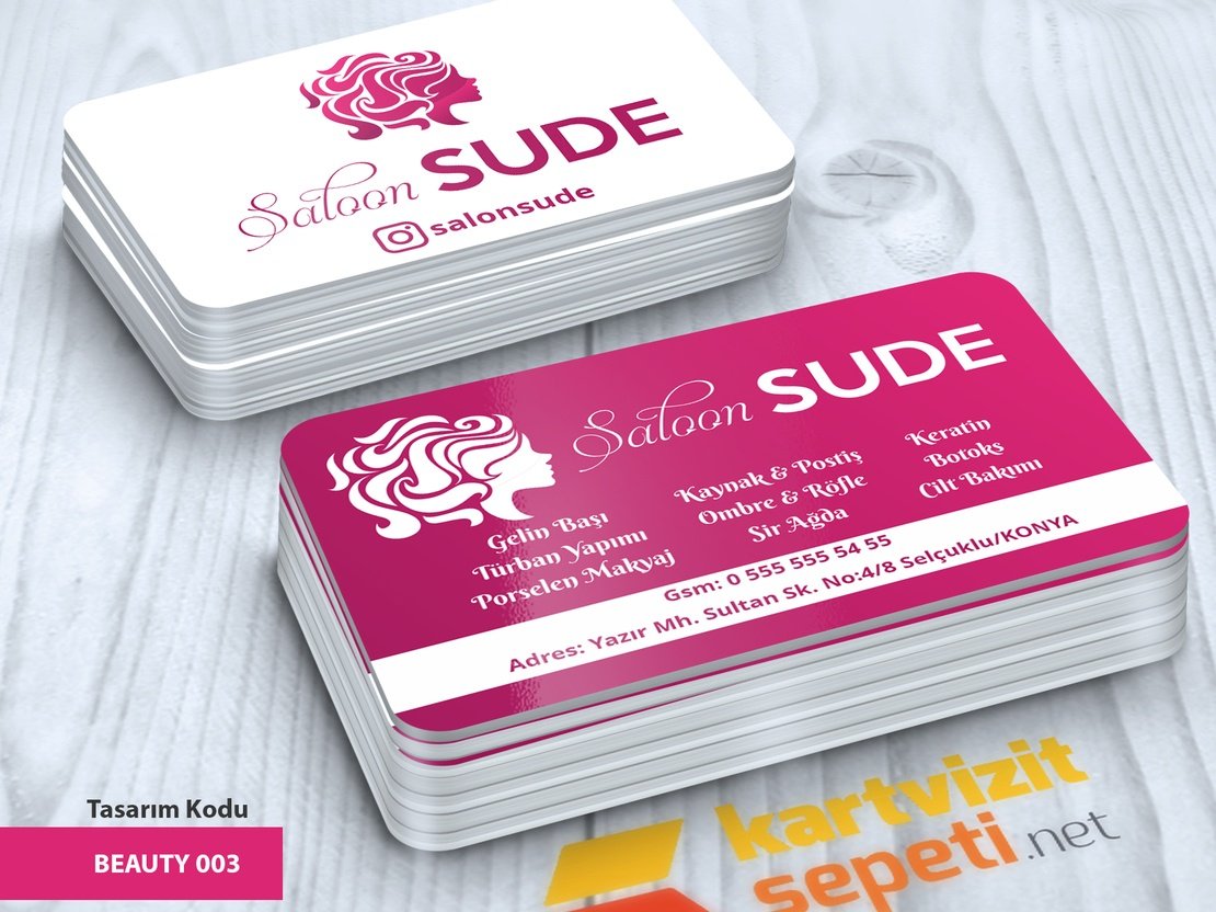 Fuşya Bayan Kuaförü Kartvizit Tasarımı