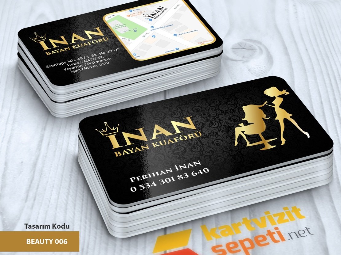Gold Siyah Bayan Kuaförü Kartvizit Tasarımı