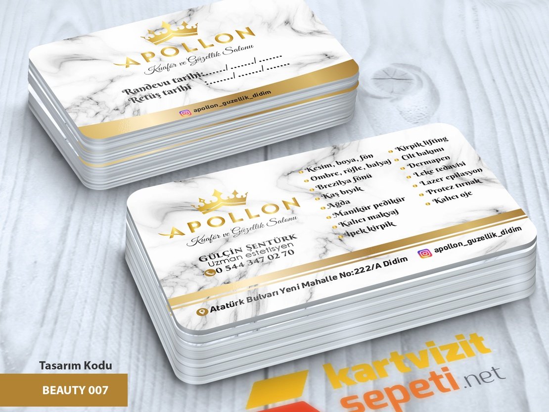Mermer Desenli Bayan Kuaförü Kartvizit Tasarımı