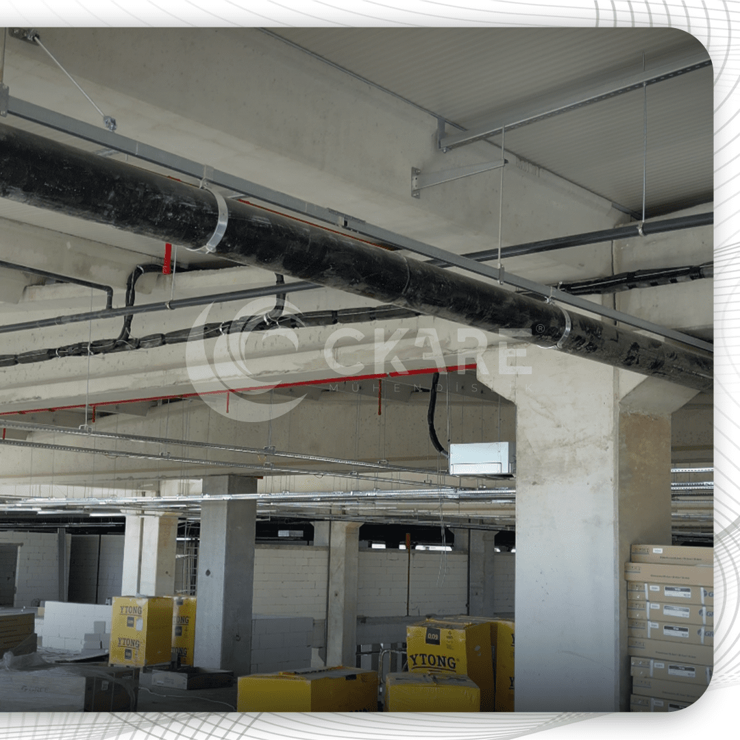 Çekok Lojistik Depo Antalya HDPE Boru Tesisatı Rijit Askı ve Sabitleme Detayı - CKare Mühendislik