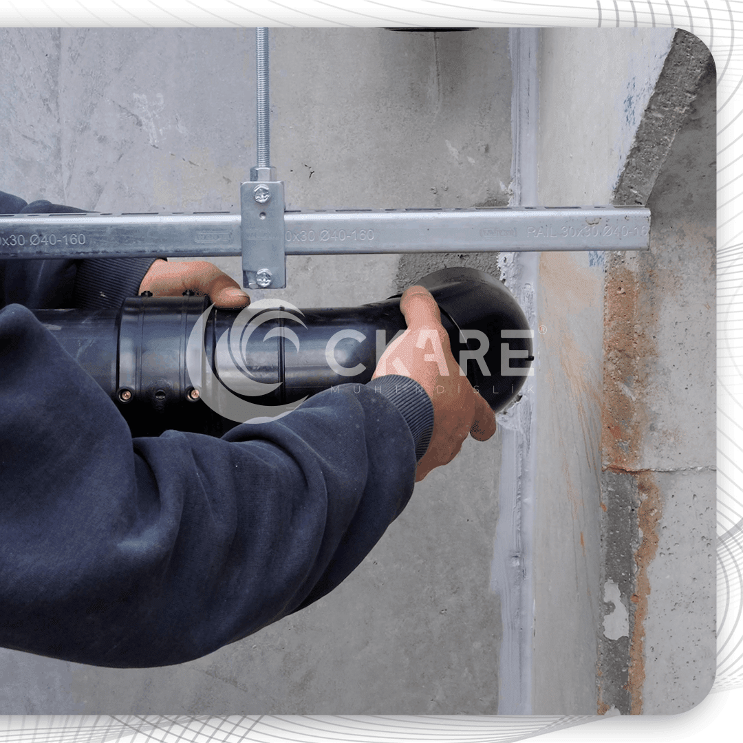 İGSAŞ Antalya Organize Sanayi Bölgesi HDPE Boru Dirsek ve Galvaniz Askı Ray Montajı - CKare Mühendislik
