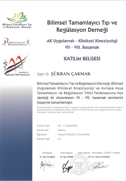 AK Uygulamalı Kliniksel Kineziyoloji 7. ve 8. Basamak