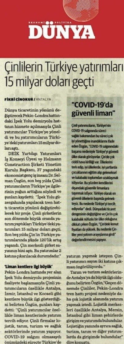 Çinlilerin Türkiye yatırımları 15 milyar doları geçti