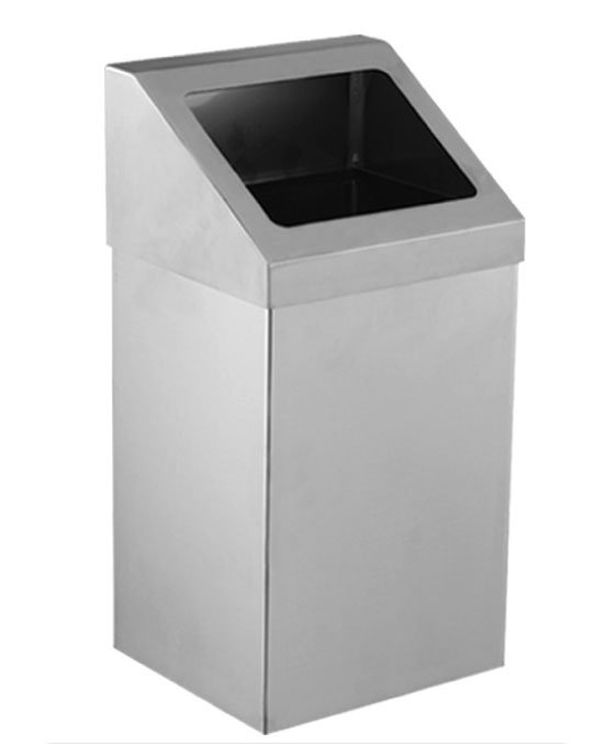 Krom Açık Çatı Kapaklı Çöp Kovası 80 Lt.