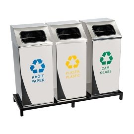 Paslanmaz geri dönüşüm Kovası 3 lü