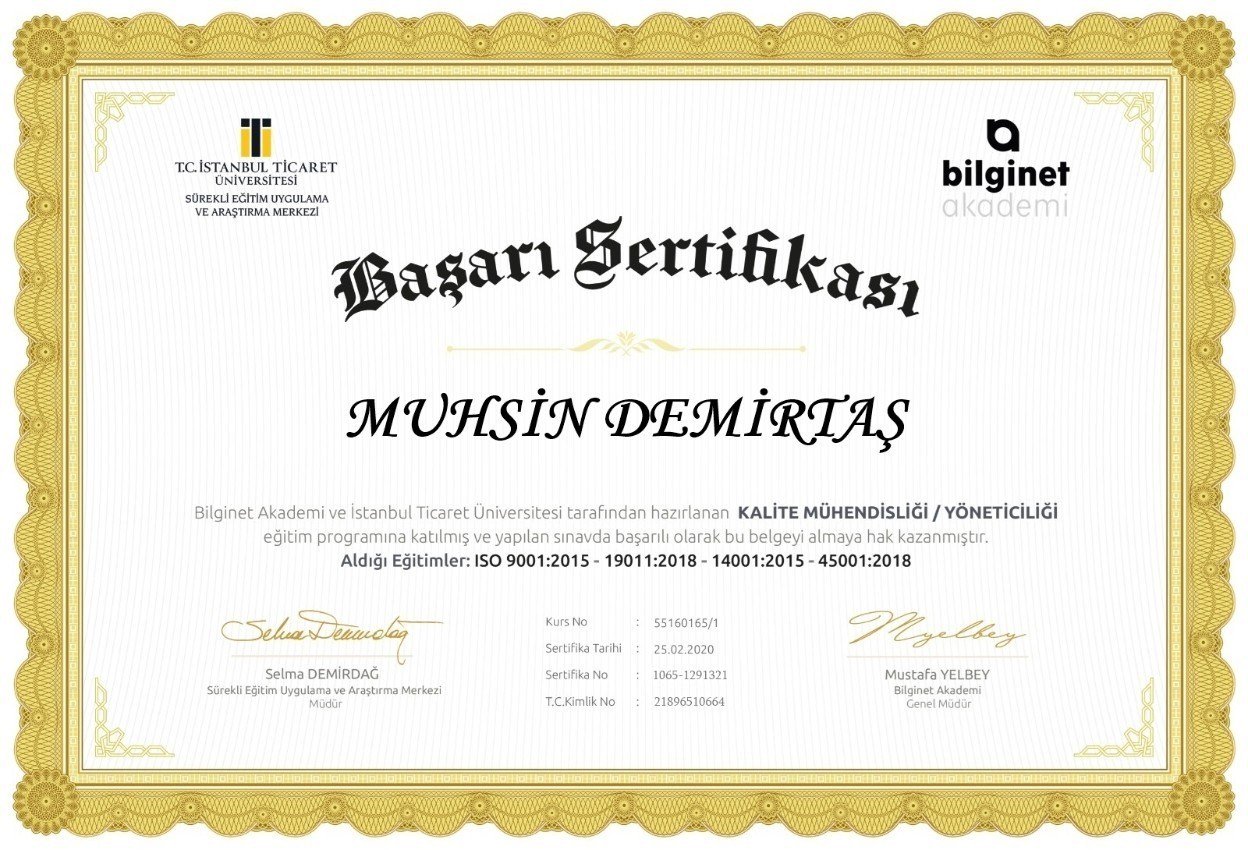 Kalite Mühendisliği Sertifikası