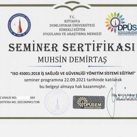 ISO 45001 Eğitim Sertifikası